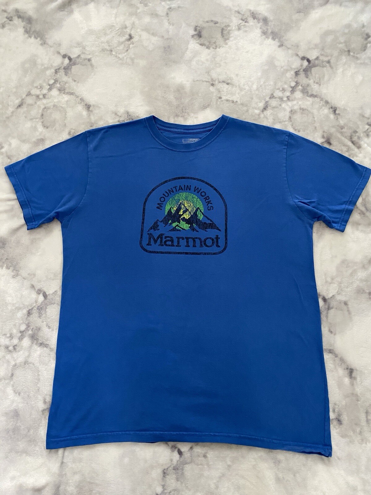 MARMOT ~ MOUNTAIN WORKS ~ Shirt Size: Mens Large ~ Organic Cotton ~ Royal Blue