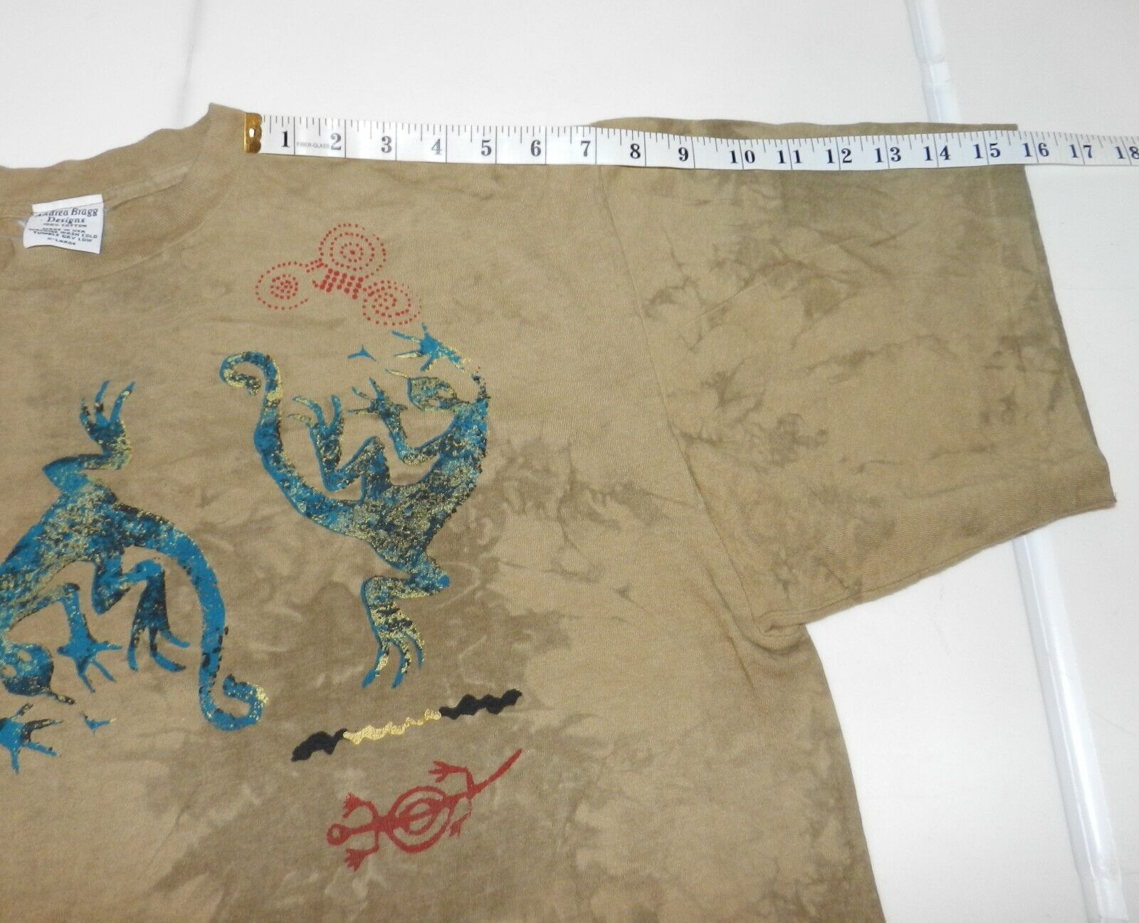 VINTAGE ANDREA BRAGG DESIGNS T-SHIRT LIZARD BROWN SIZE XL gallery