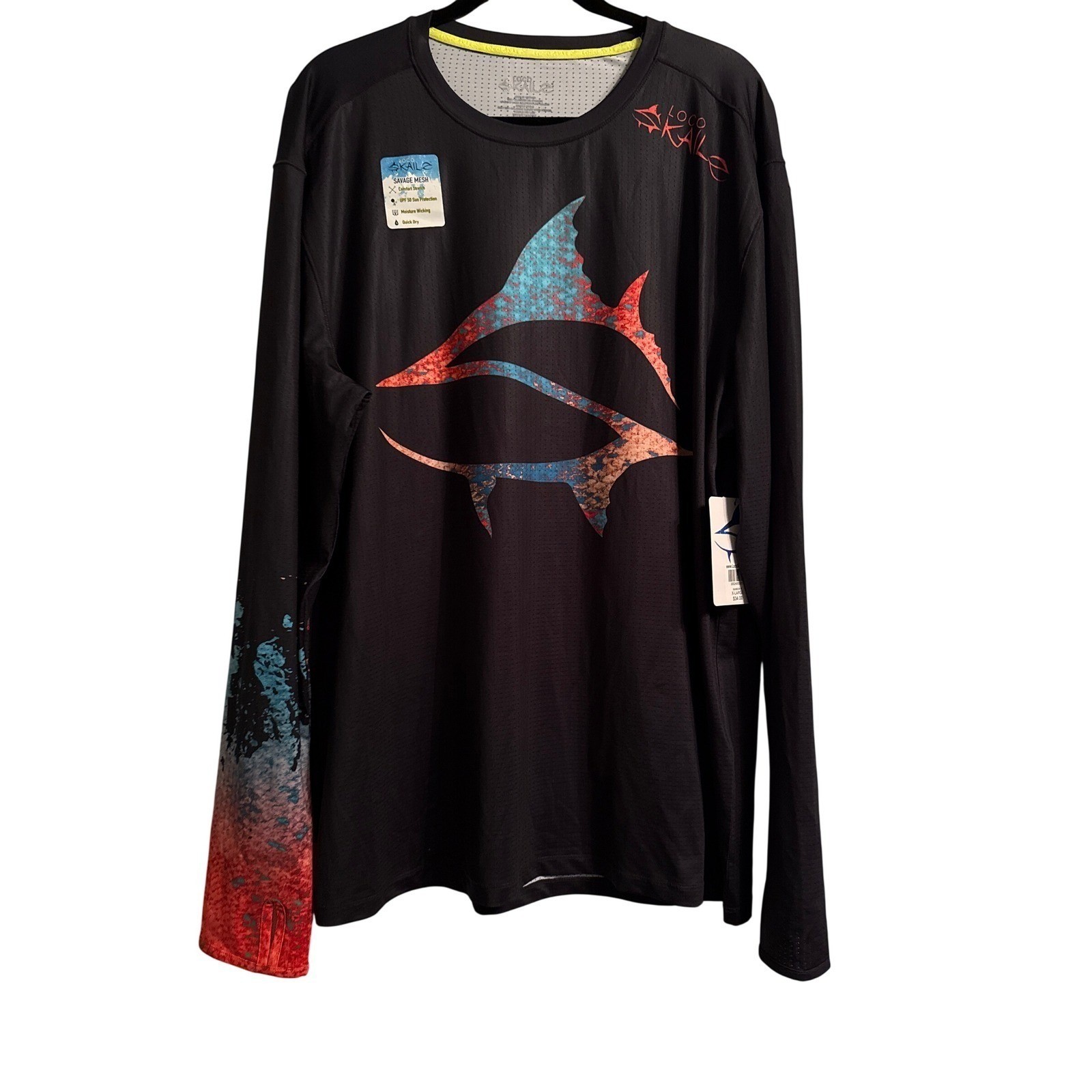 Loco Skailz Mens Savage Mesh Fishing Shirt Black UPF 50 Long Sleeve XL New gallery