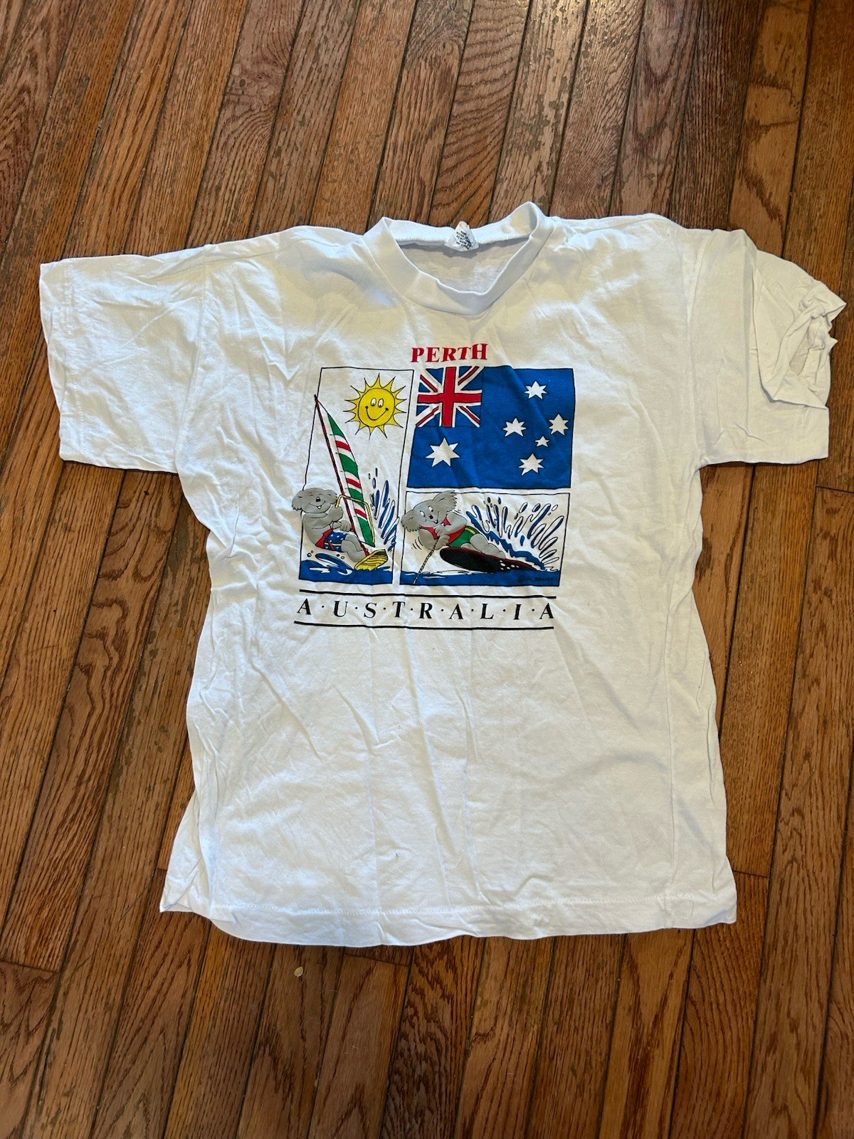Vintage Australia T-shirt Size Large Perth Koala Surfing Beach 90s 80s
