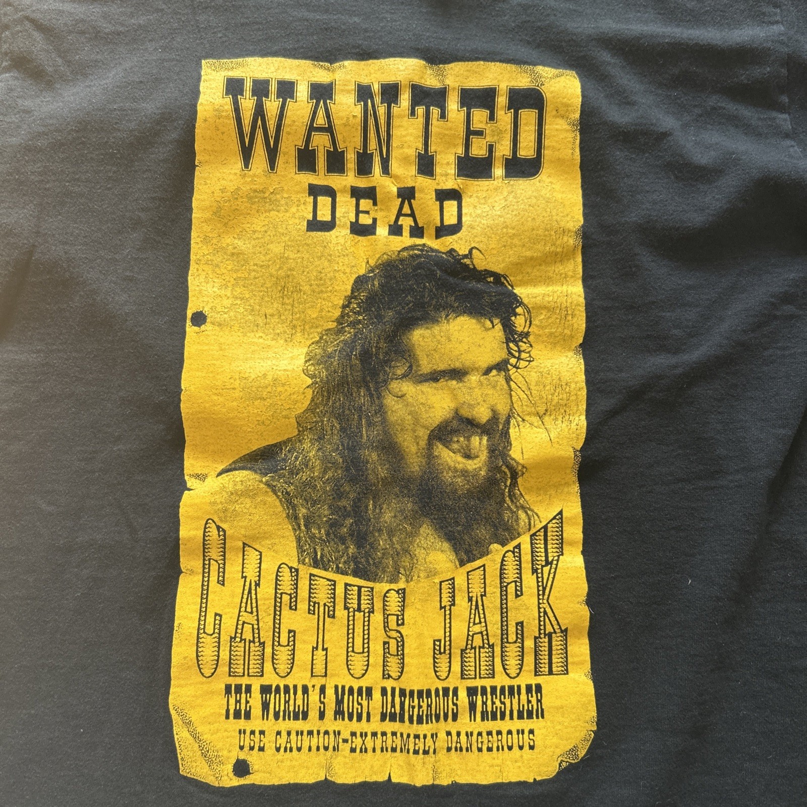 VTG 90s WWF Mick Foley Cactus Jack Wanted Dead Wrestling T Shirt Mens LG 1998