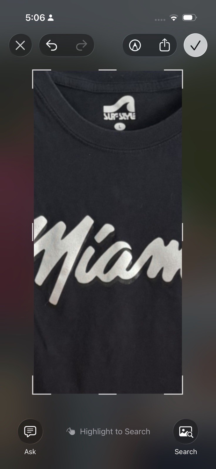 Surf Style T-shirt , Black ,Miami, Size Large gallery