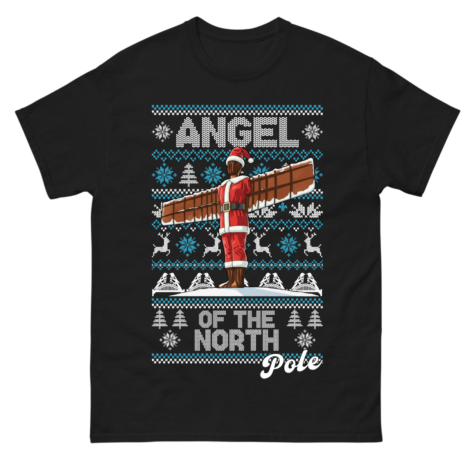 Angel of the North Christmas T Shirt,Festive Newcastle Xmas Tee,North East Shirt