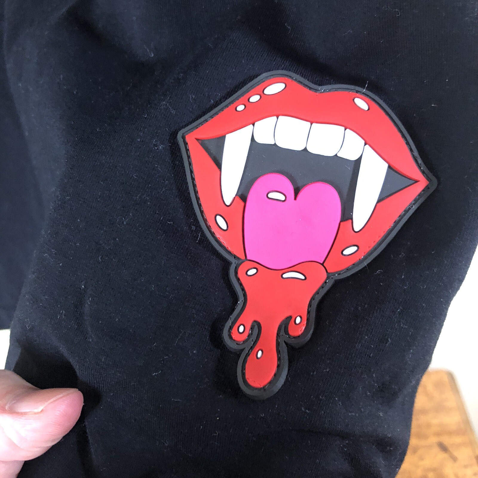 Men's Powered by Black Keys T-shirt Cotton Stretch w/ Sexy Lips Eating Ice Cream gallery