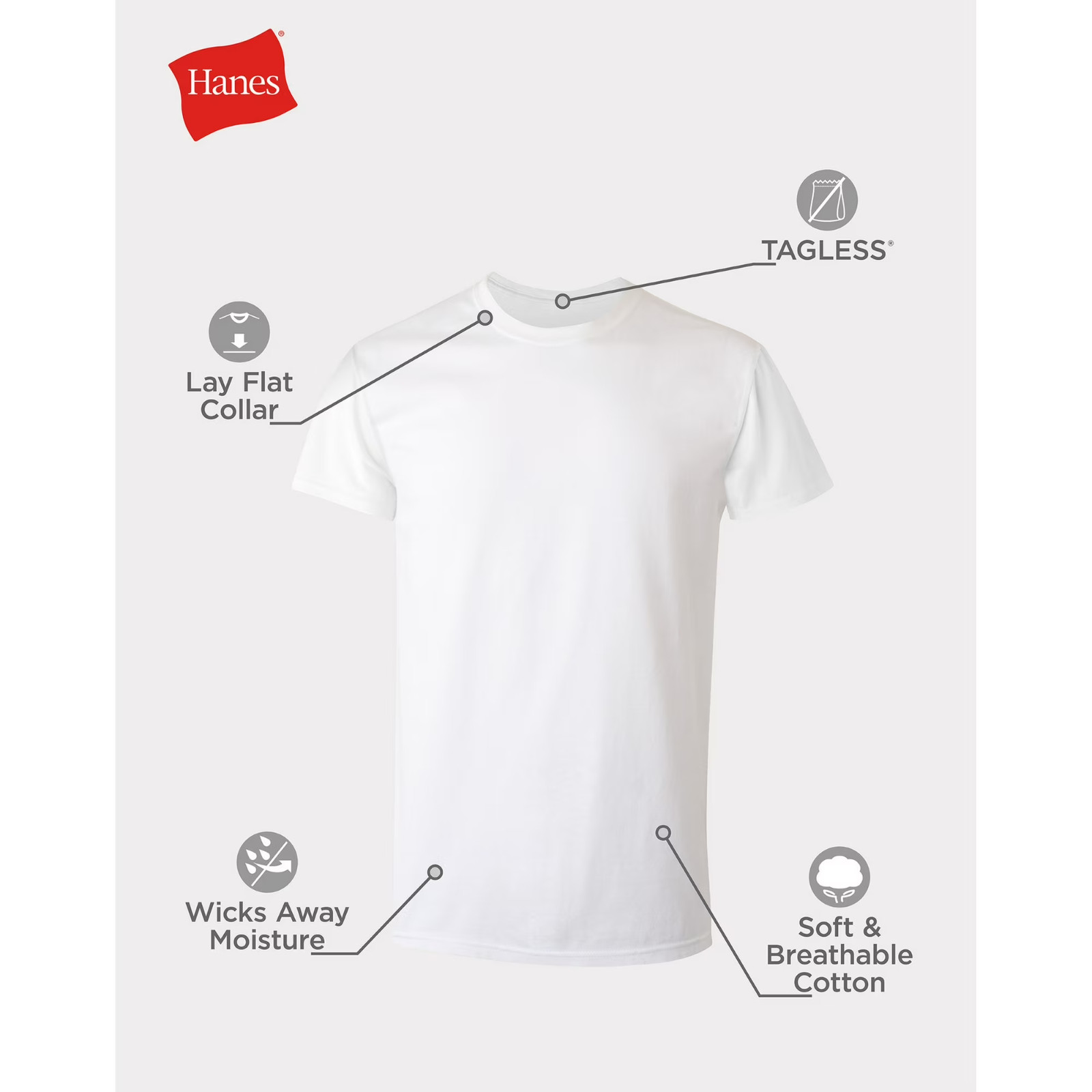 10 Pack Hanes Men's Super Value Pack White Crew T-Shirt Undershirts, Comfort gallery