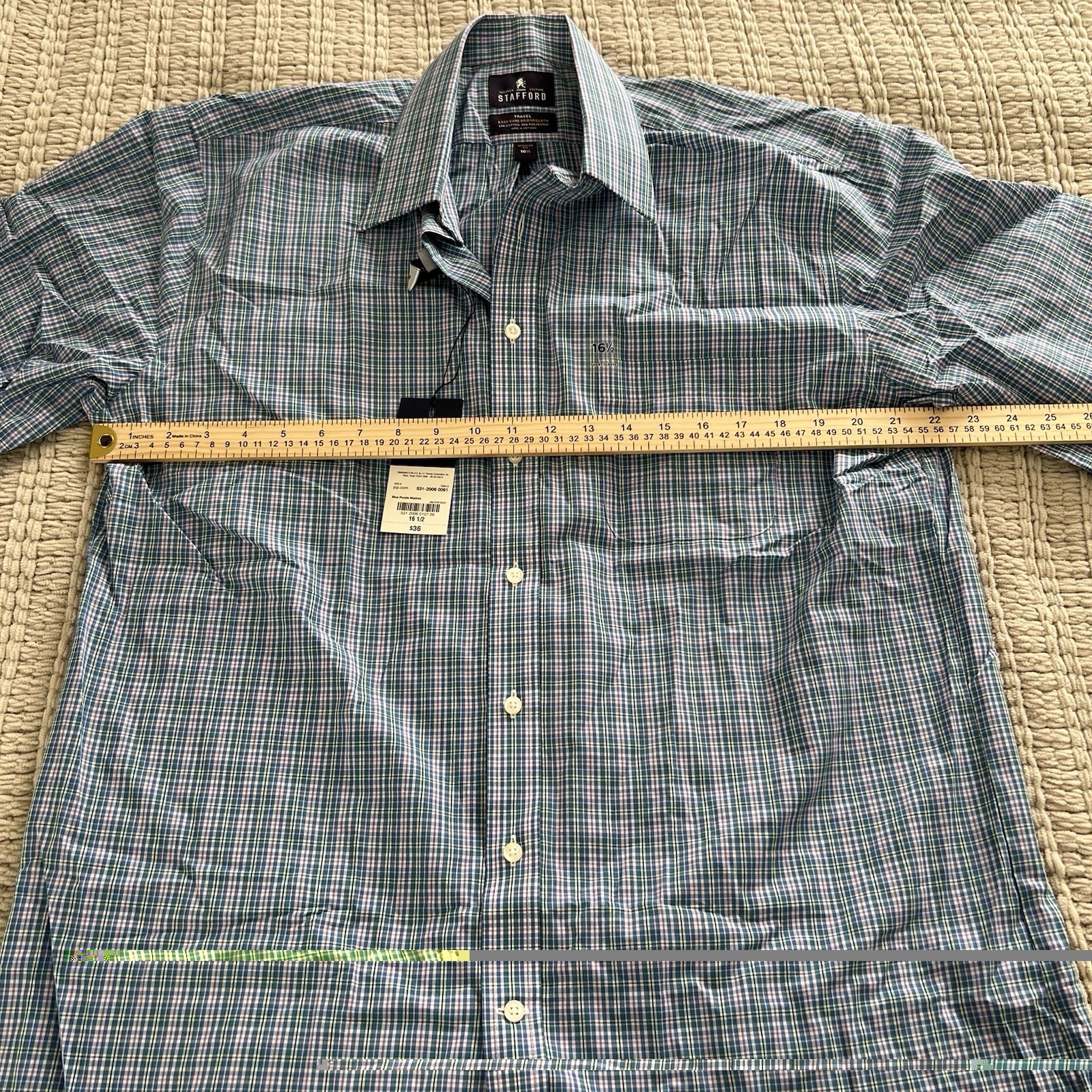 Stafford Travel Easy-Care Broadcloth Short Sleeve Plaid Shirt Size 16.5 gallery