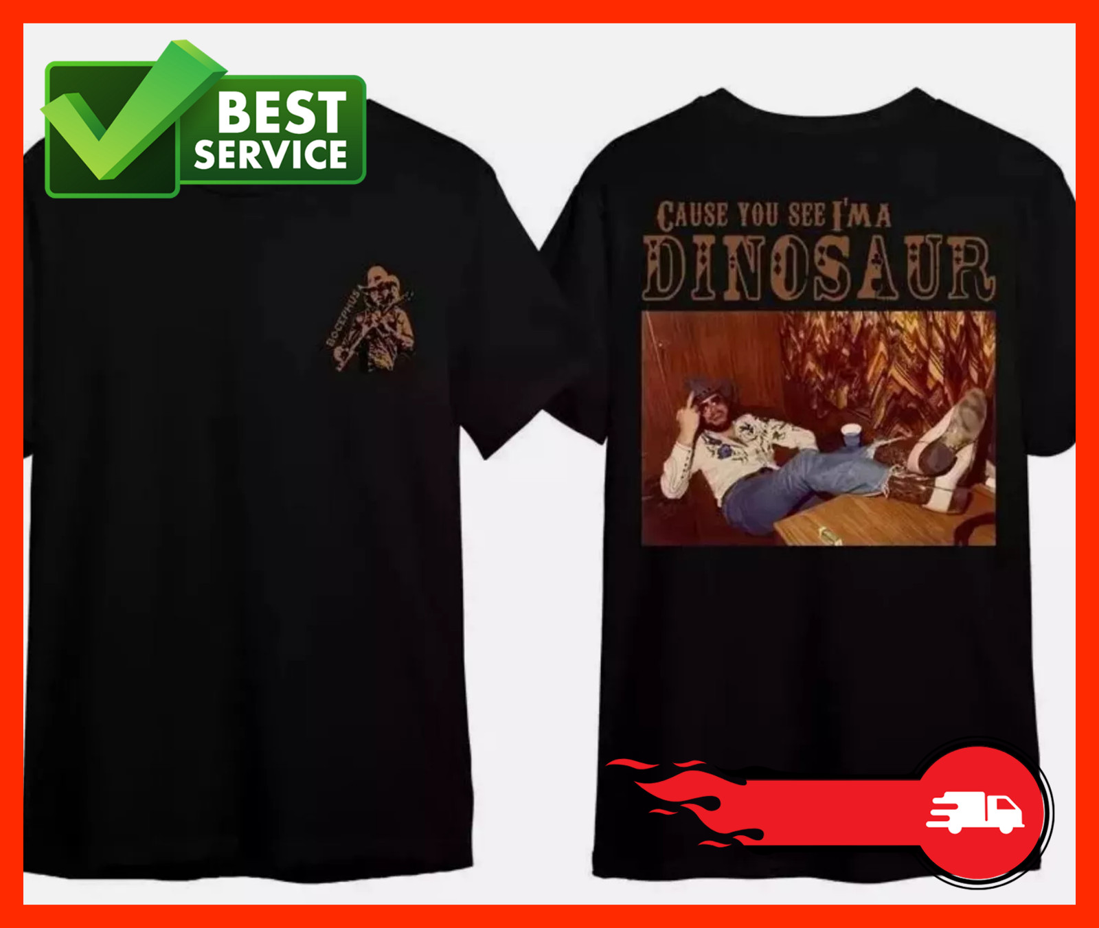 Hank Williams Jr Dinosaur Western Cause You See I'm A Dinosaur T-Shirt gallery