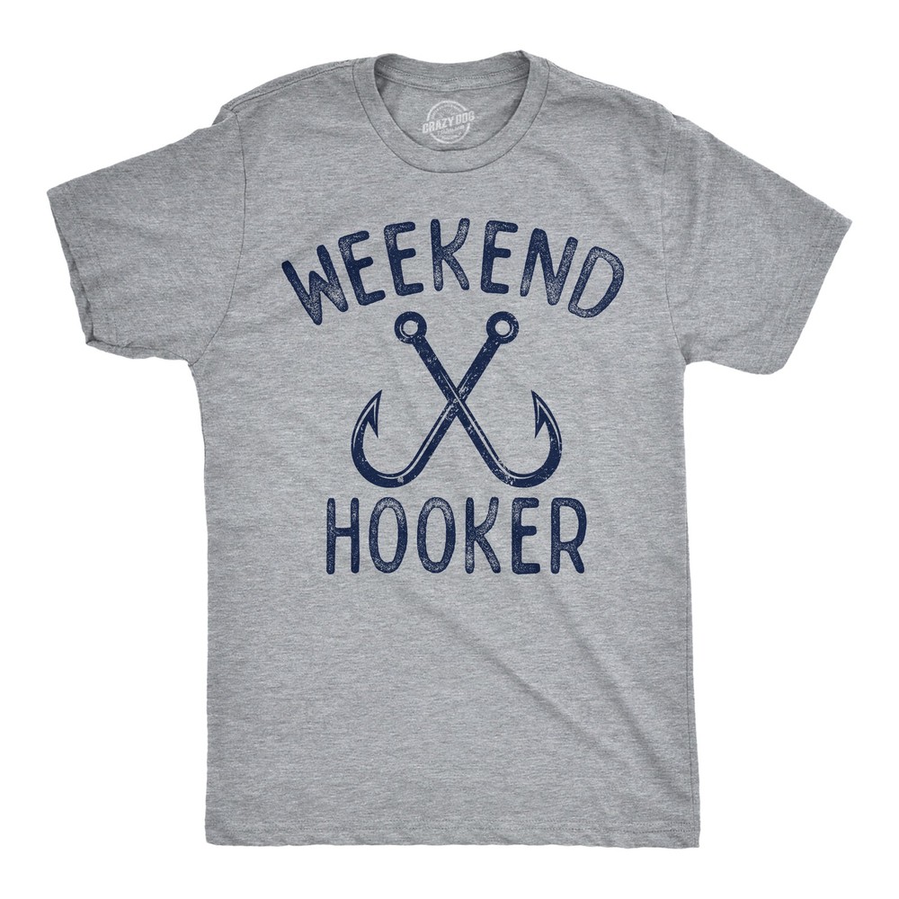 Mens Funny T Shirts Weekend Hooker Sarcastic Fishing Graphic Novelty Tee For Men