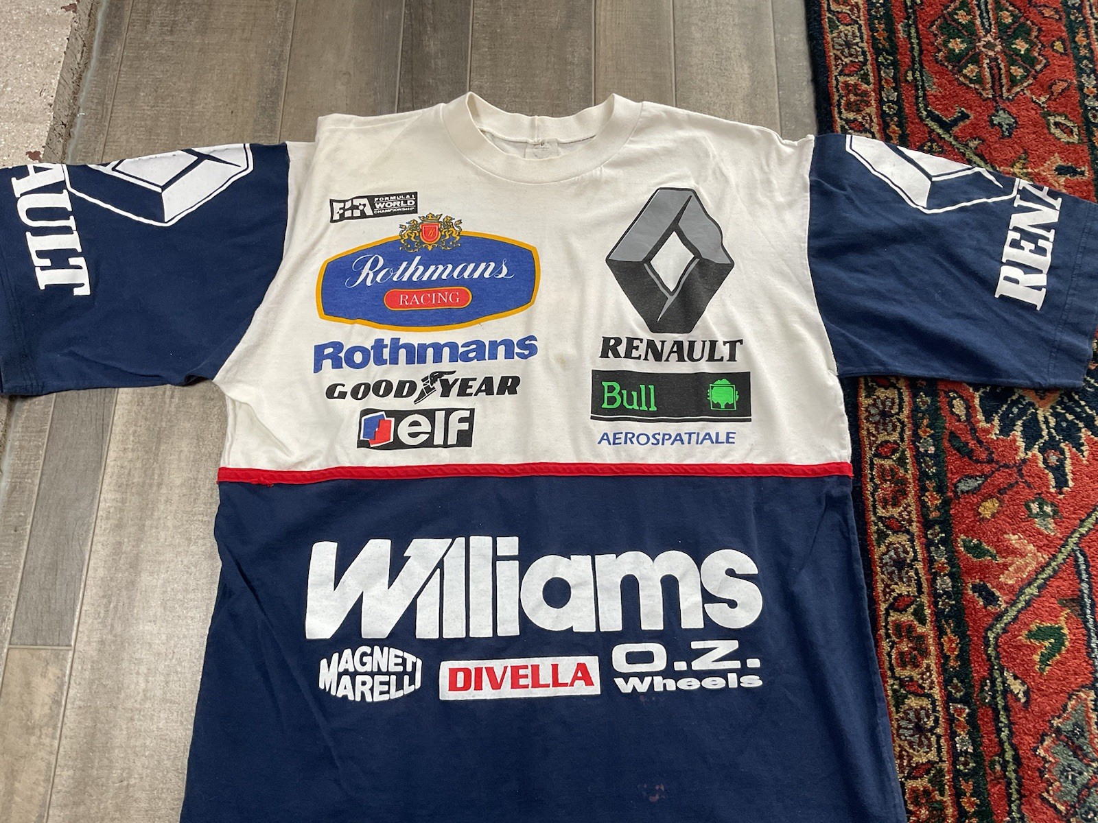 VTG Formula 1 Racing Rothmans Williams Renault Team T Shirt Goodyear RARE 90s gallery