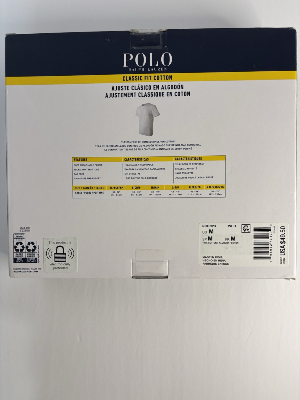 Polo Ralph Lauren NCCNP3 Classic Fit 100% Cotton Crew T-Shirt-M- 3 Pack 1F gallery
