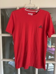 Red Adidas performance tee size medium. Short sleeve. 60/40 poly/cotton.
