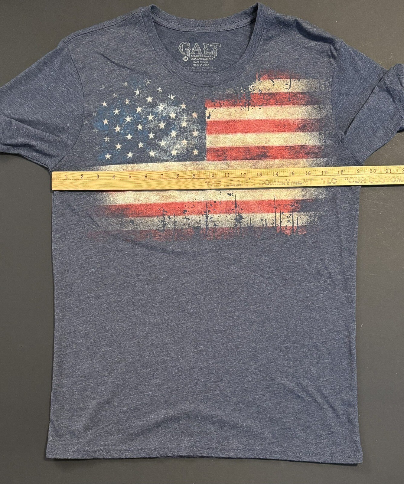 Men's GALT Red White Blue Patriotic Flag Short Sleeve Athleisure Tshirt Size Med gallery