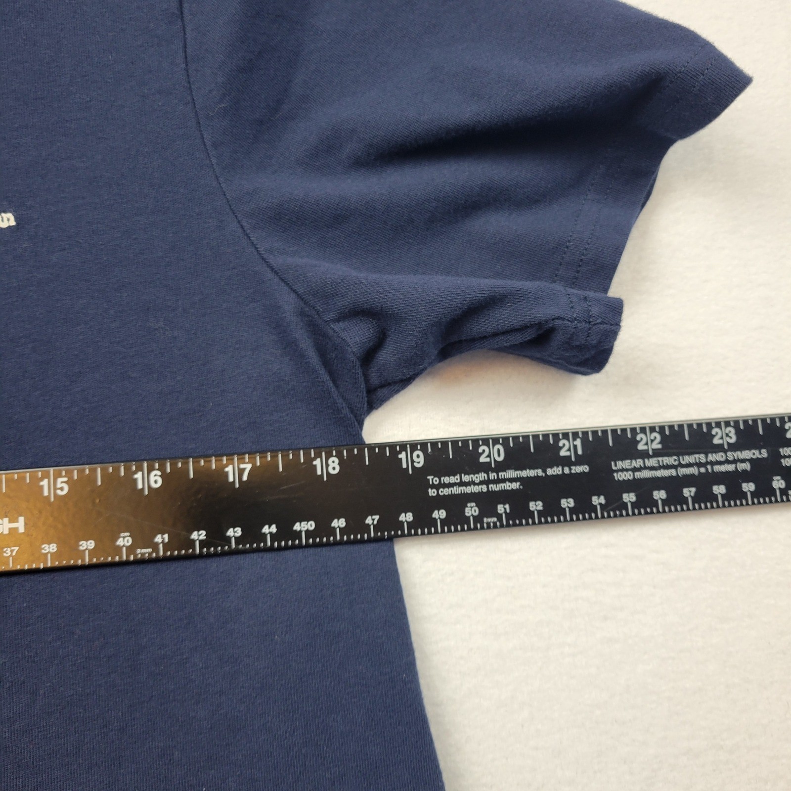 LL Bean Navy Blue Tree Star Embroidered T Shirt Mens Medium Vacationland gallery