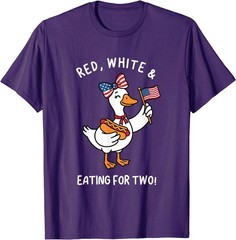 Funny Pregnancy Announcement Red, White Eating for Two Goose T-Shirt
