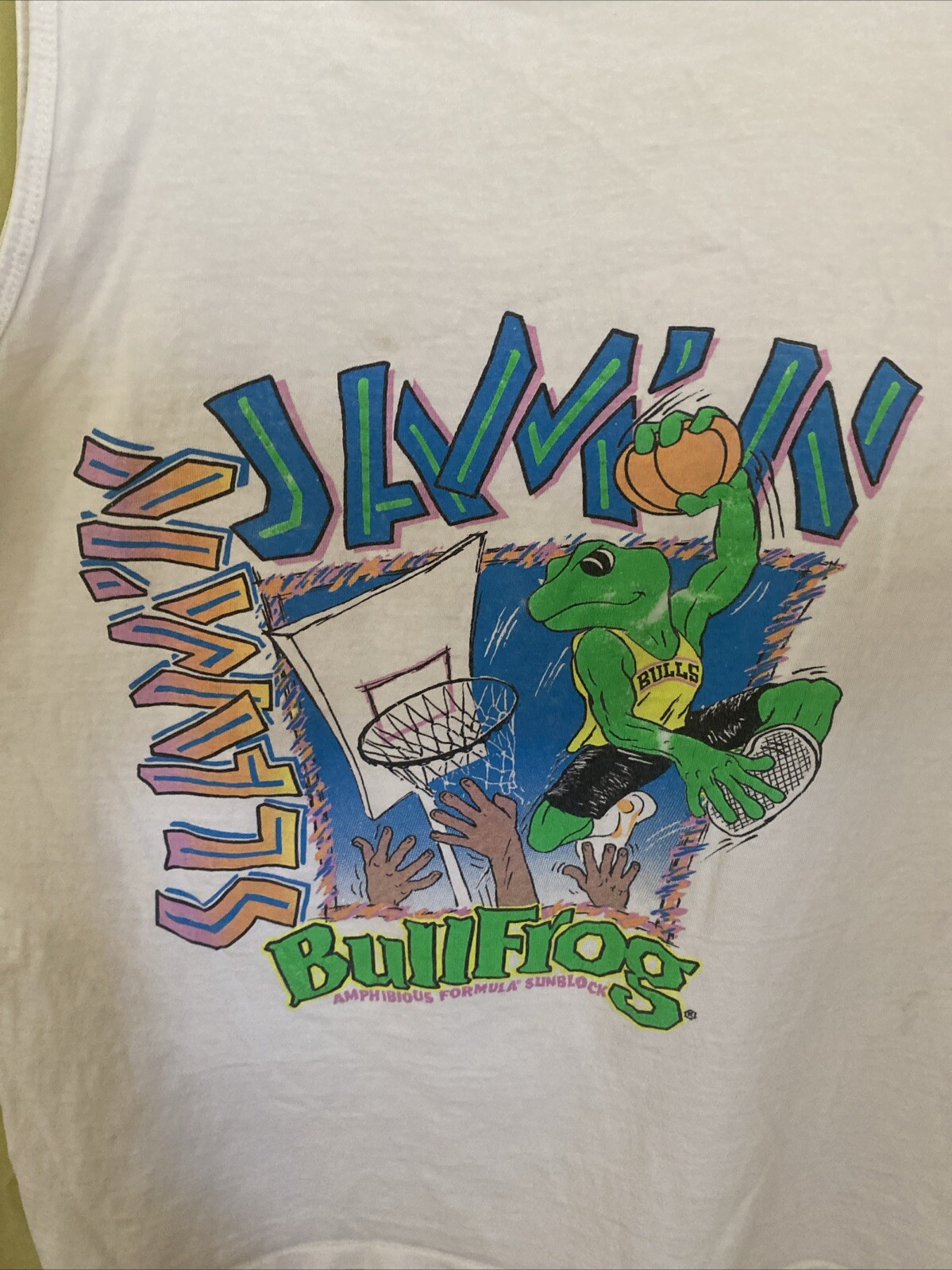 Vintage Single Stitch Bullfrog Basketball Graphic Tank Top Shirt Size Measured gallery