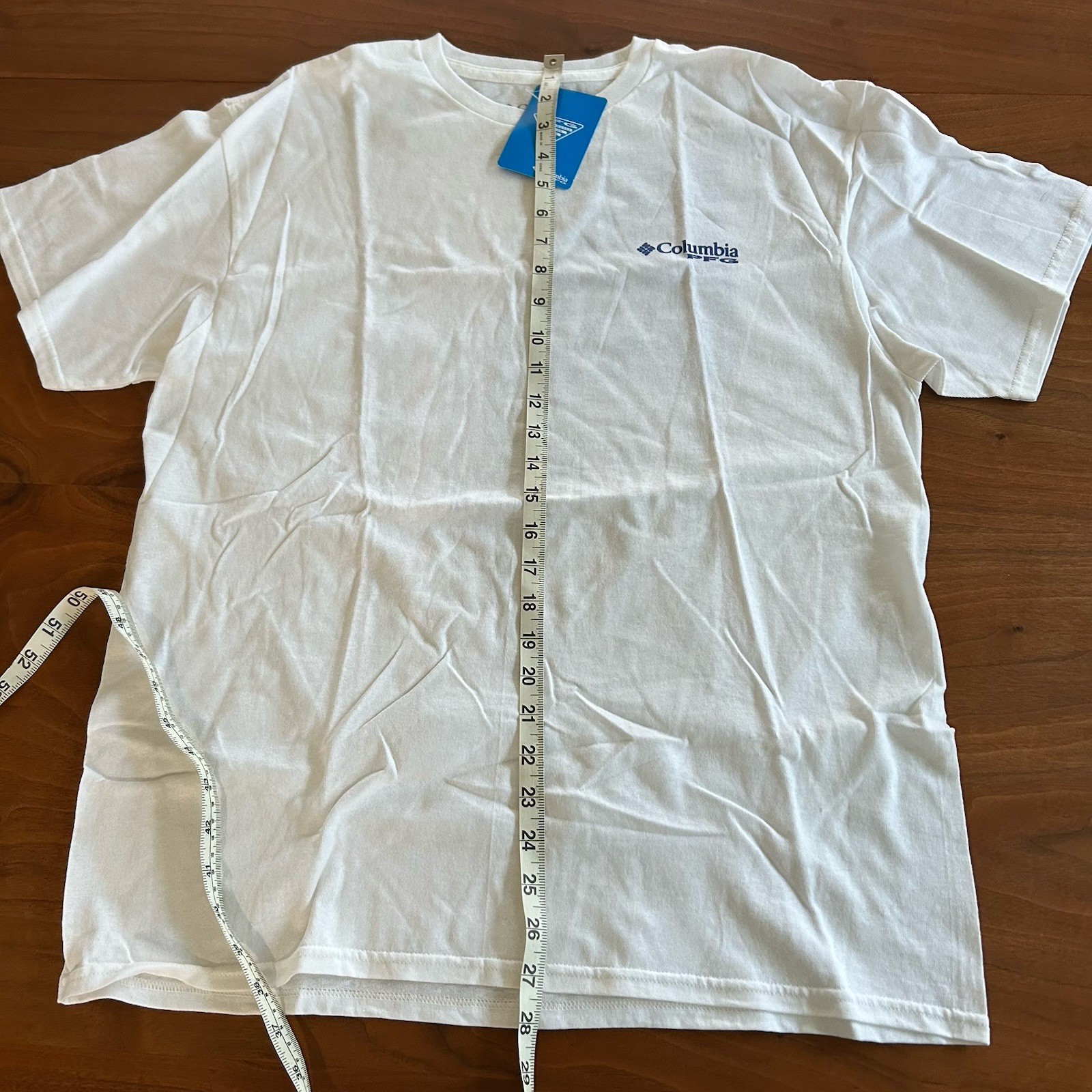 NEW Columbia Shirt Mens Sz Large White PFG Fish American Flag Fishing Outdoor gallery