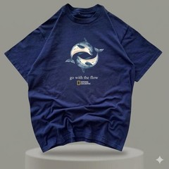 Vintage National Geographic Dolphin Graphic Tee Mens T-Shirt Cool Retro Style