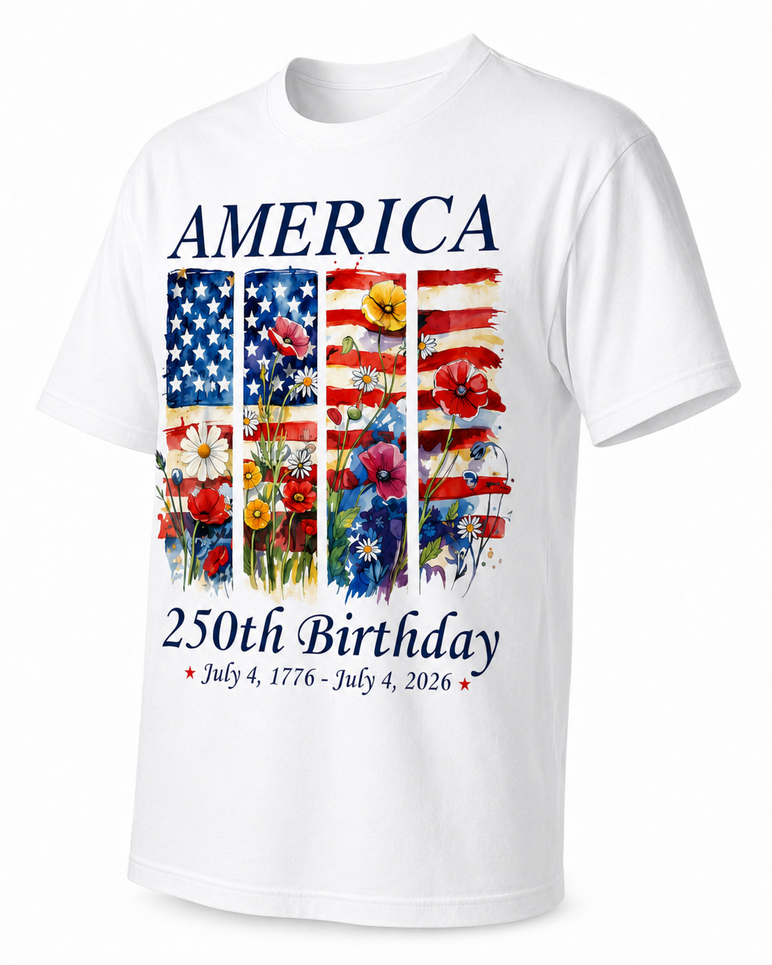 America 250 Years Flag Floral Graphic T-Shirt, 250th Anniversary Patriot Shirt gallery