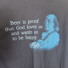 Benjamin Franklin Beer Quote T-Shirt Blue Funny Drinking Graphic Tee Mens M