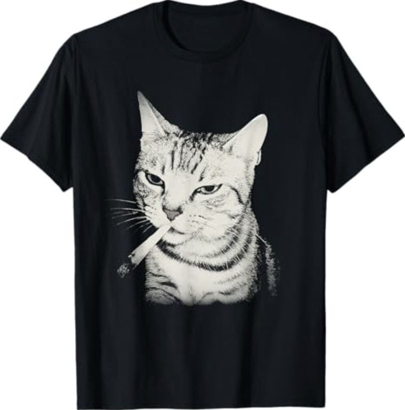 Smoking Cat Cigarette Kitten Funny Meme Stupid Brainrot T-Shirt gallery
