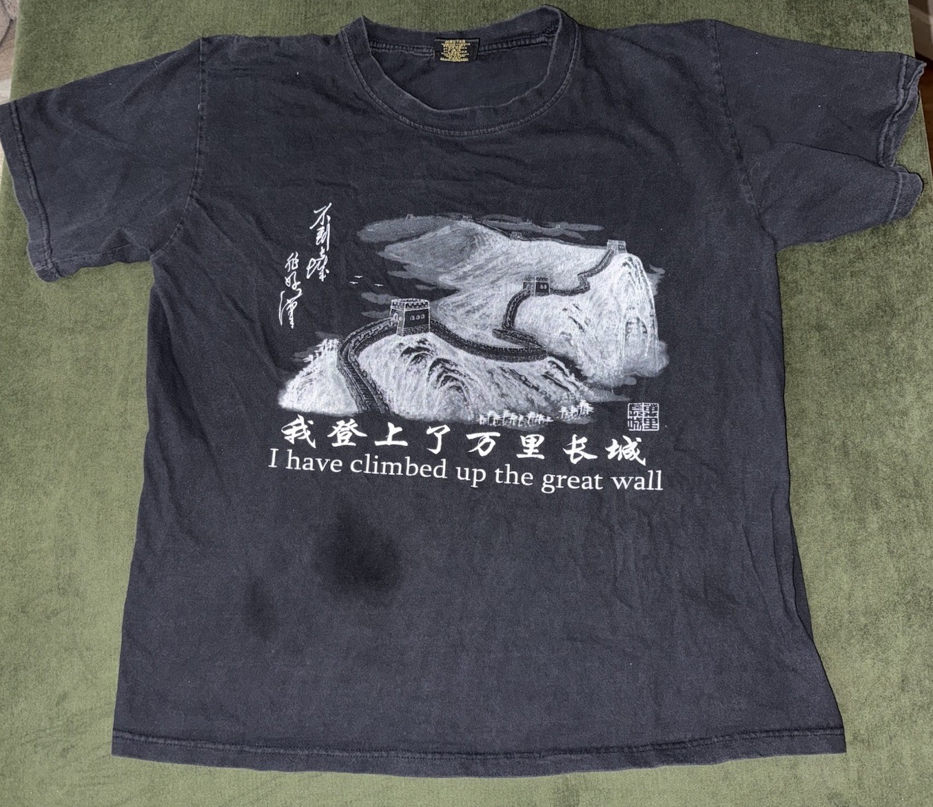 Vintage I Have Climbed Up The Great Wall China Tshirt Mens L/XL Long Mai Yuan