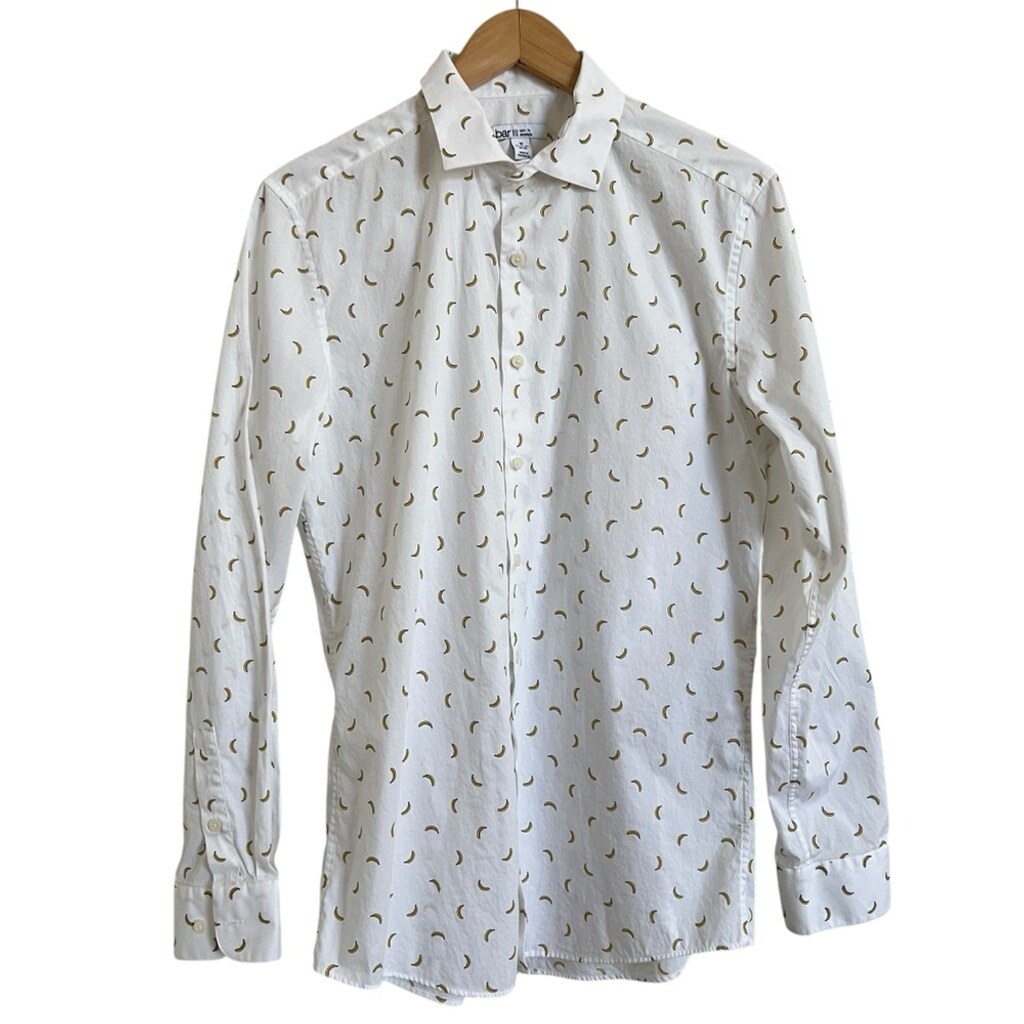 Bar III Performance Banana Button Down Shirt Medium gallery