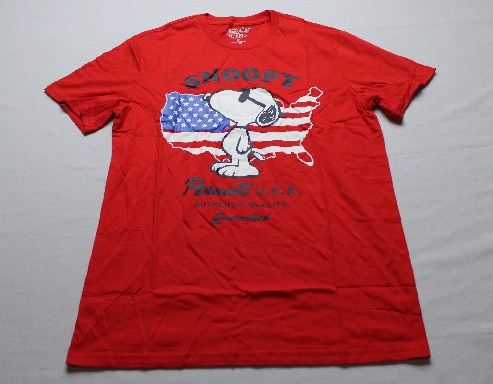 Peanuts Unisex Adult's Snoopy USA Map Flag Graphic T-Shirt EJ3 Red Small NWT gallery