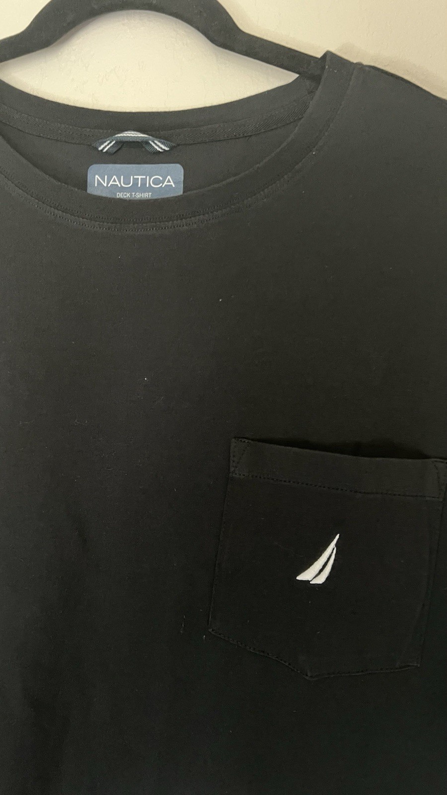 Nautica Deck T-Shirt Mens XXL Black Active Stretch Pocket Crewneck Cotton Tee gallery