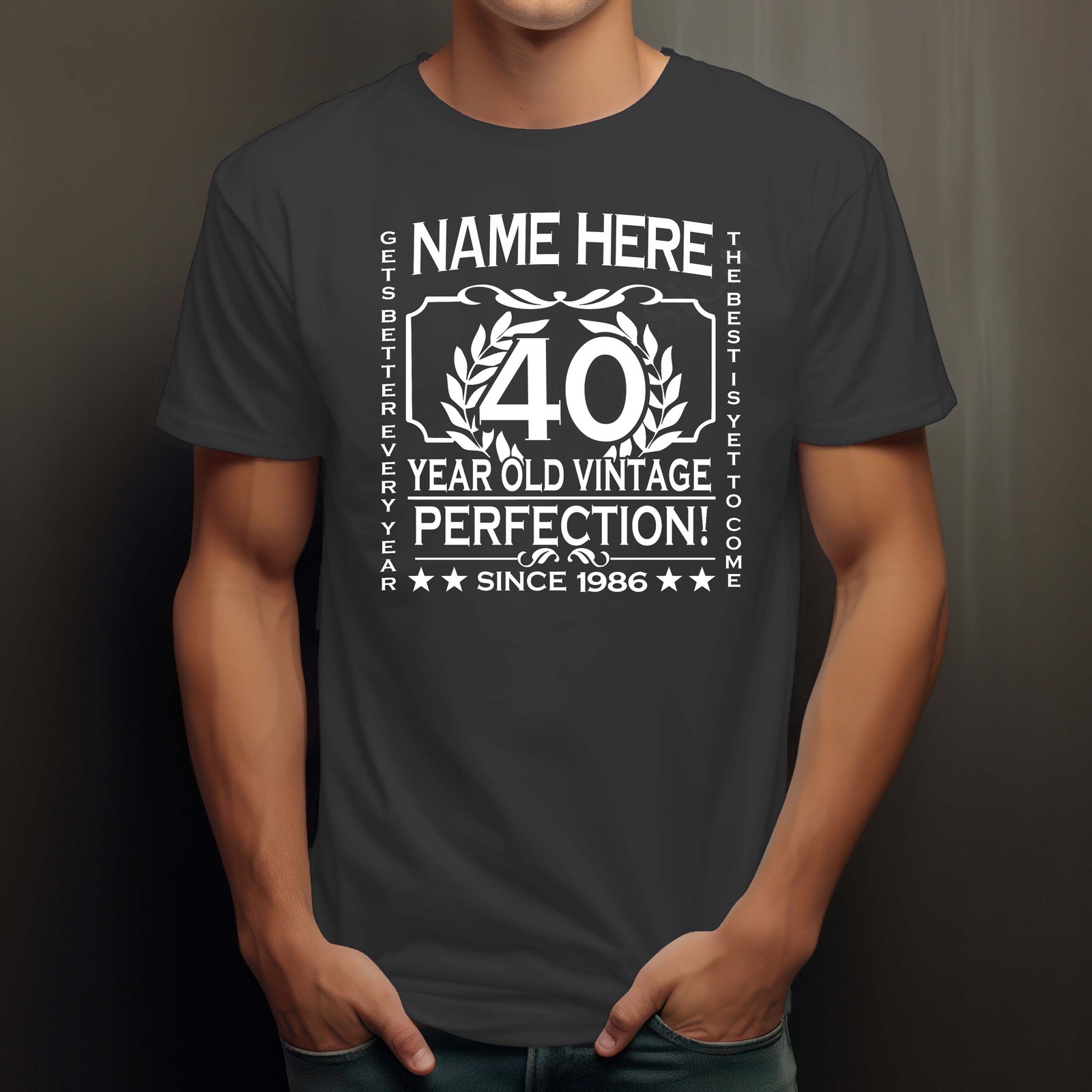 Men's 30th Birthday T-Shirt Classic add NAME, AGE, YEAR 1996 PERSONALISED gallery