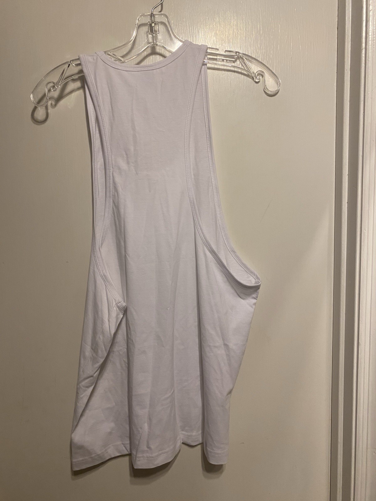 JC DISTRO Men's Tank Top Racerback Deep cut arms White Size Small NWOT gallery