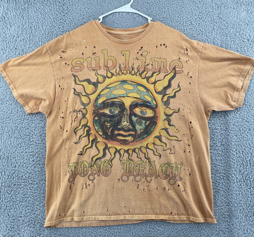 Sublime T-Shirt Mens Medium Distressed Graphic Print 90s Y2K Long Beach