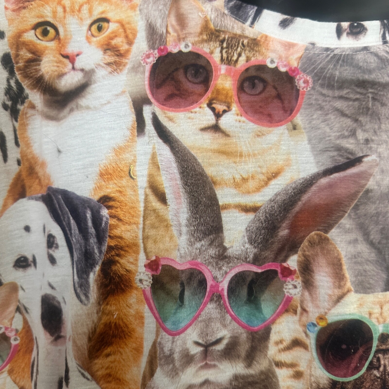 Pets in Sunglasses T Shirt XL Gently worn 100% recycled polyester 24.5" armpits gallery