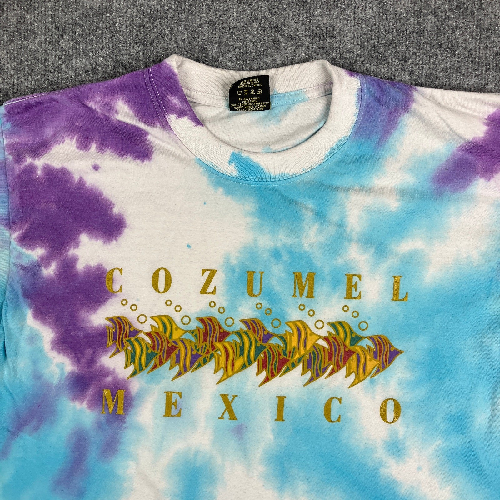 Dolphin’s T-Shirt Mens XL Tie Dye Cozumel Mexico Graphic Tourist Fish Beach Tee gallery