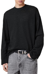AllSaints Men’s Foster Ls Crew Neck Jet Black Size XXL