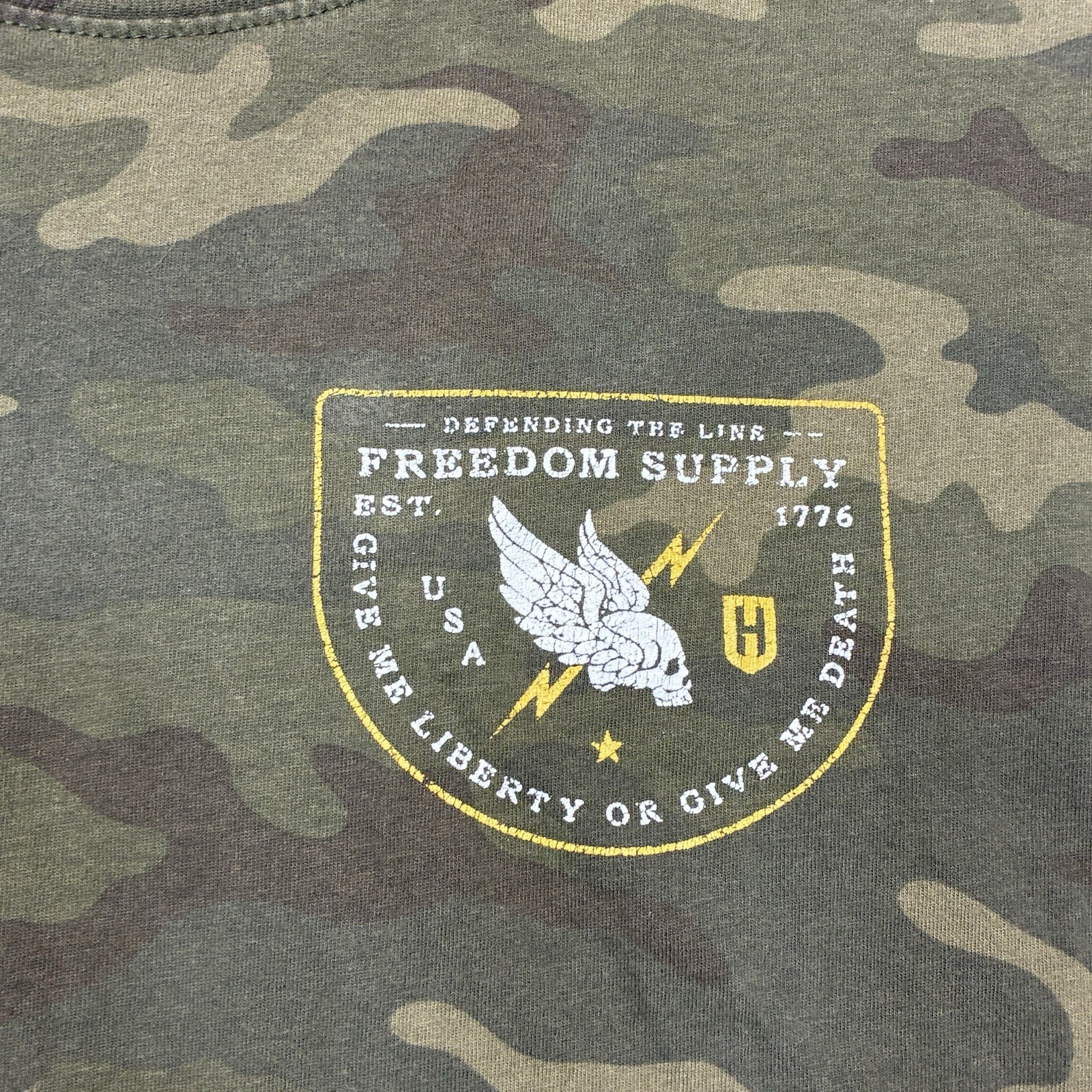Howitzer Patriot MFG Mens LS Green Camo Shirt Give Me Liberty XXL USA Tactical gallery