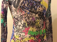 DSQUARED² SKIN MULTI PUNK ANIME HIGH NECK FULL FAUX TATTOO LONG SLEEVE SHIRT L