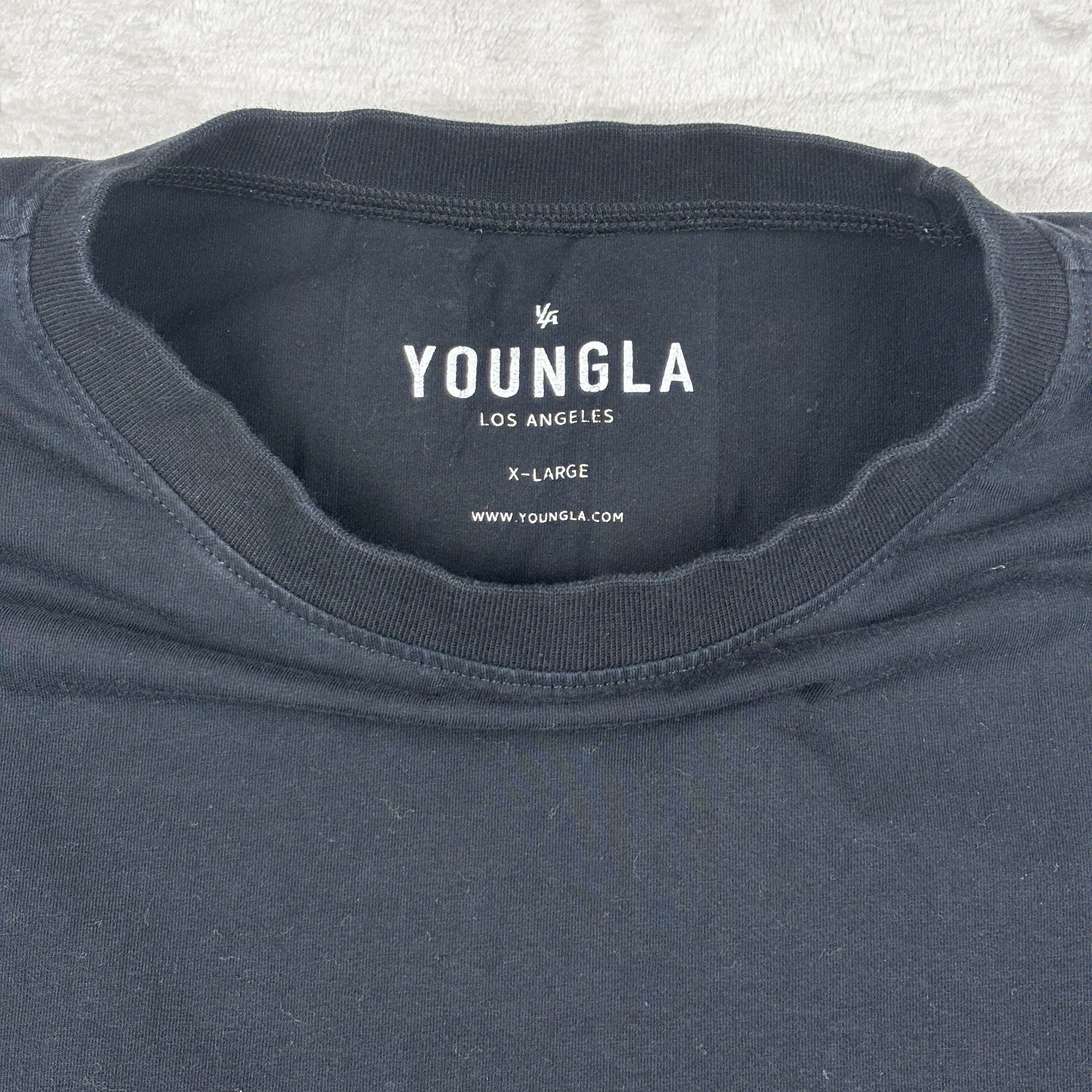 YoungLA T Shirt Mens XL Black Reflective Spellout Graphic Tee Long Sleeve gallery