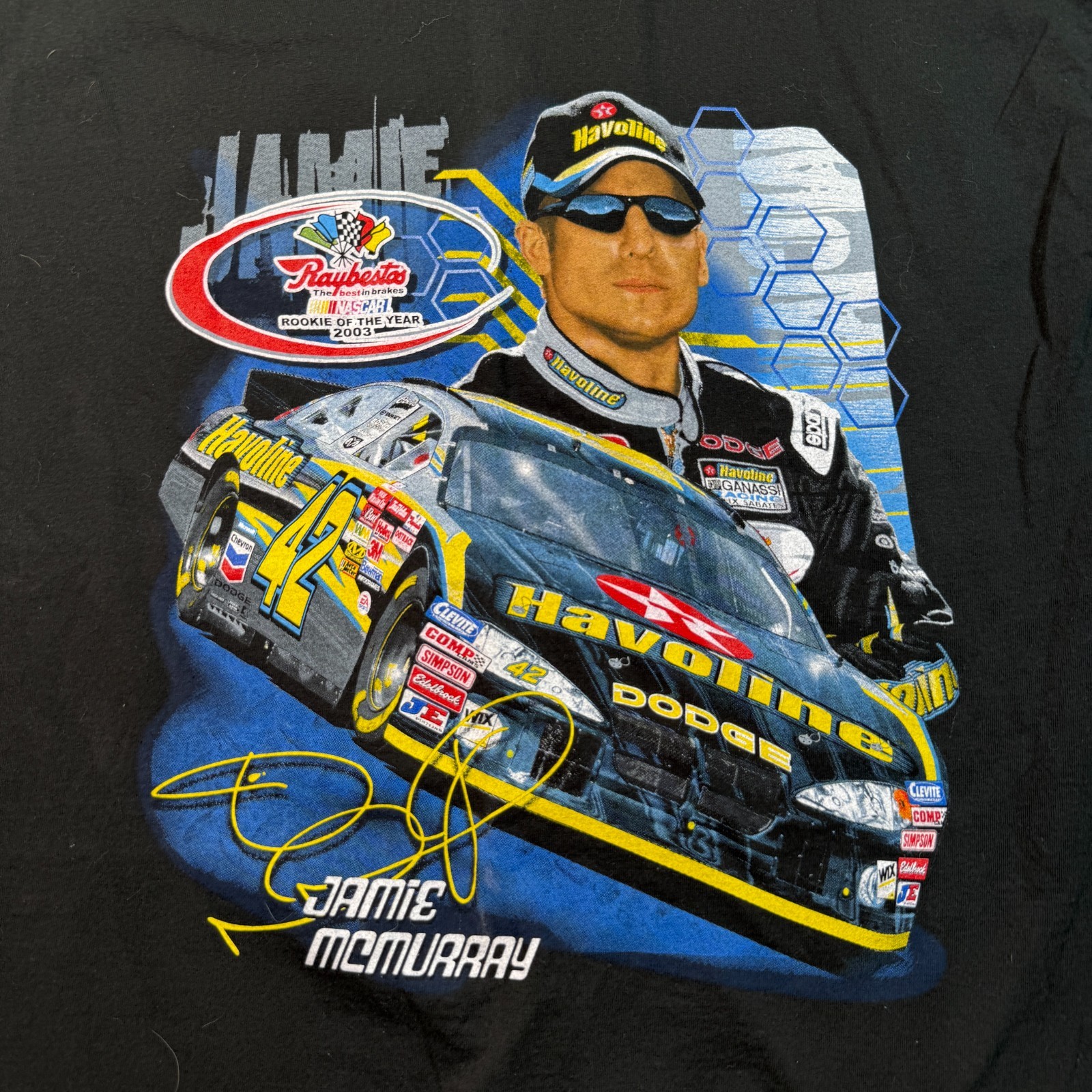VTG Nascar Texaco Chevron Jamie McMurray Rookie of the Year Shirt Sz Lg 2003 DS gallery