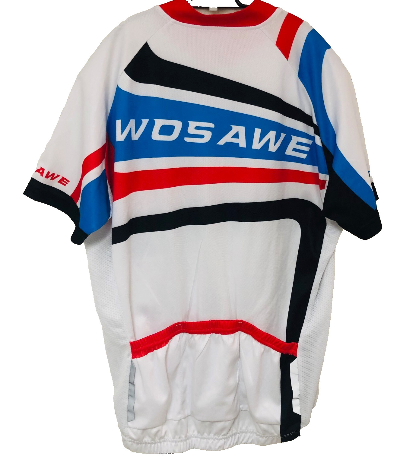 WOSAWE Cycling Jersey Men Women L Red White Blue Full Zip Vented Pockets Biking gallery