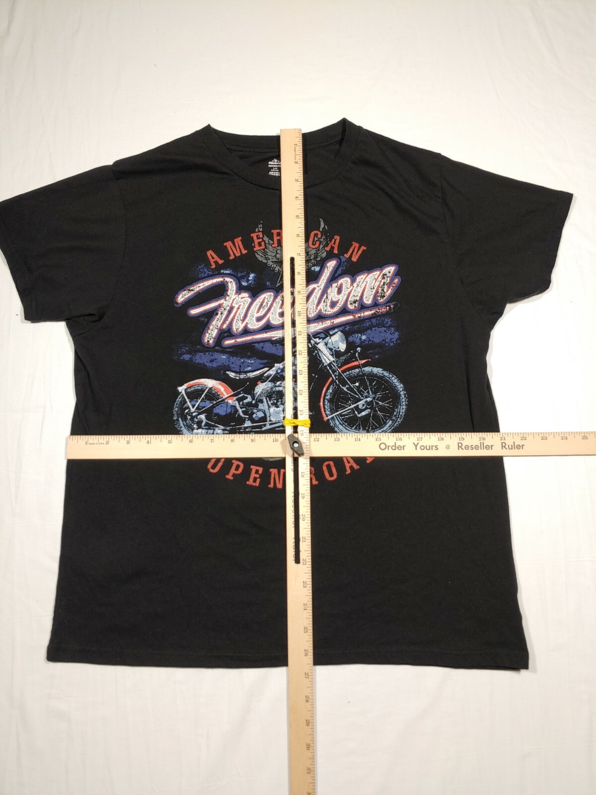 American Motorcycle Shirt Mens Large Black Graphic Freedom USA Biker Tee Size gallery