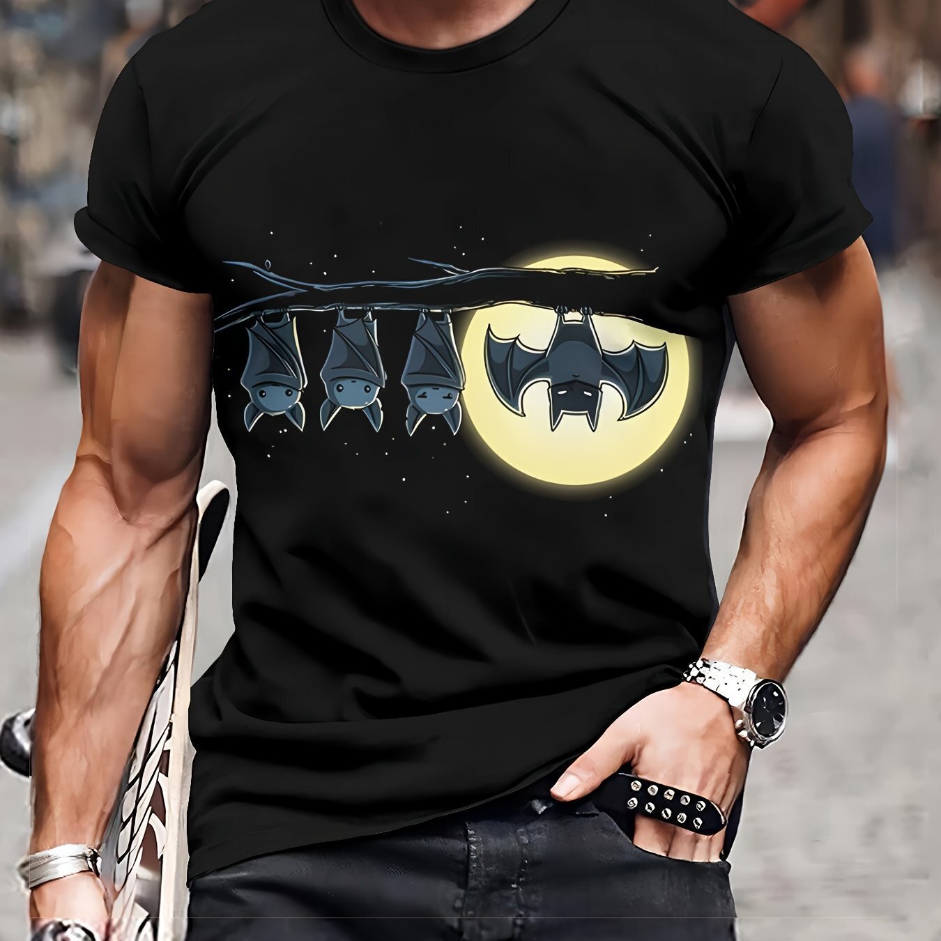 Men's 3D Printed Fashionable T-shirt - Casual Breathable Polyester Fiber, Machin gallery