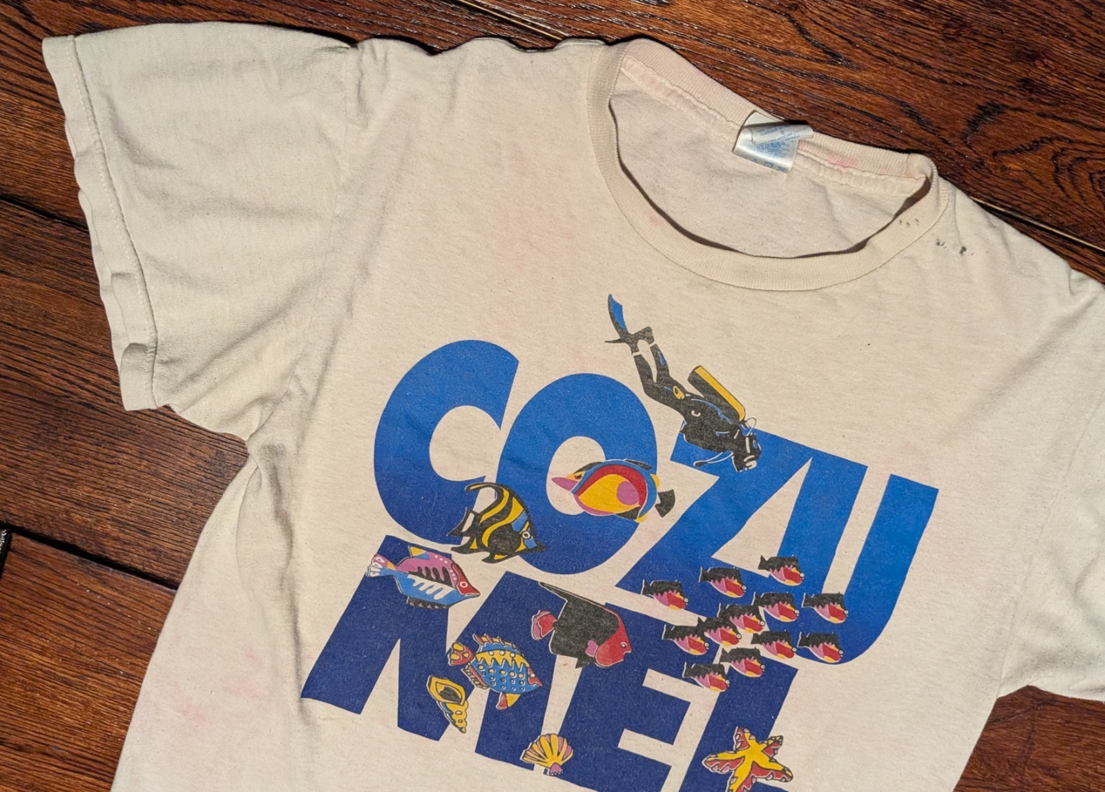 VTG M&O Knits Cozumel Mexico Underwater Diving Snorkling Fish T-Shirt Men's Sz S gallery