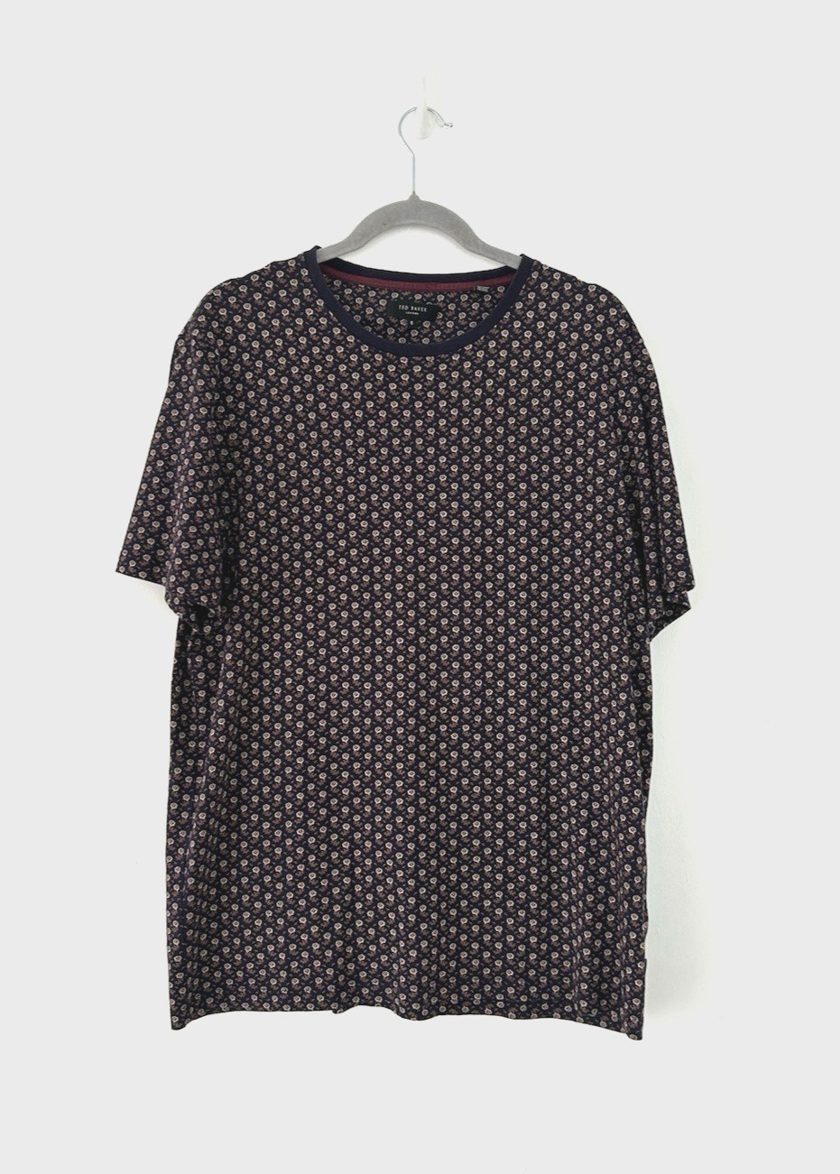 Ted Baker T-shirt Men's Floral Navy 100% Cotton Size 5 - UK XL gallery