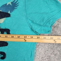 American Eagle Shirt Mens Medium Teal Blue Eagle Graphic Classic Fit Applique