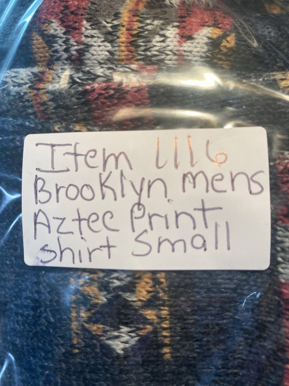 Brooklyn Men’s Aztec Print Shirt Size Small Street Wear Fall Winter Warm gallery