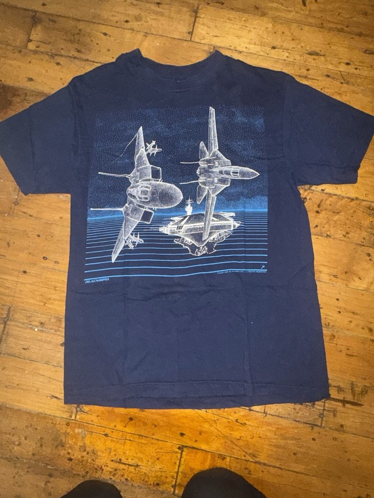 1986 Fighter jet graphic print double sided Tee – Size L