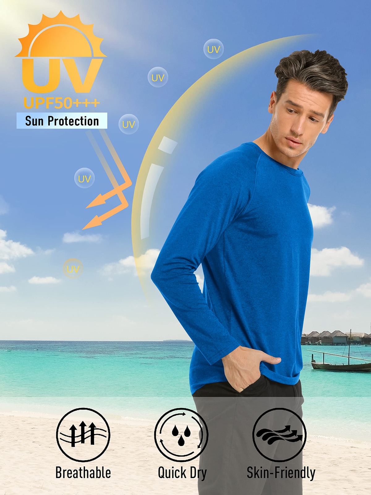 UPF50+ Men's UV Skin Protection T-Shirts Long Sleeve Casual Beach Outdoor Shirts gallery