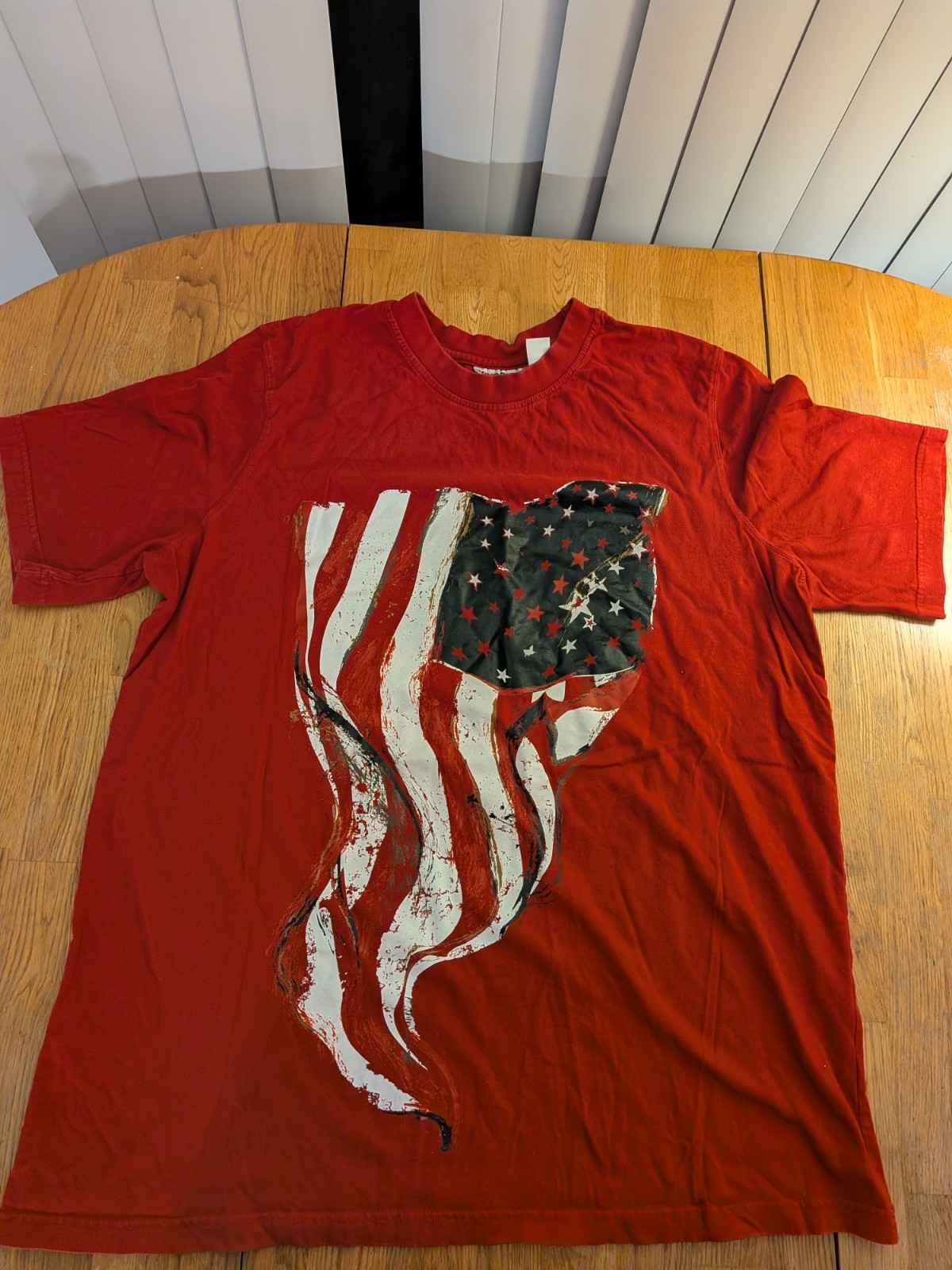 King Size Men’s 2XL Tall Red American Flag Graphic Print Crew Neck Tee Cotton gallery