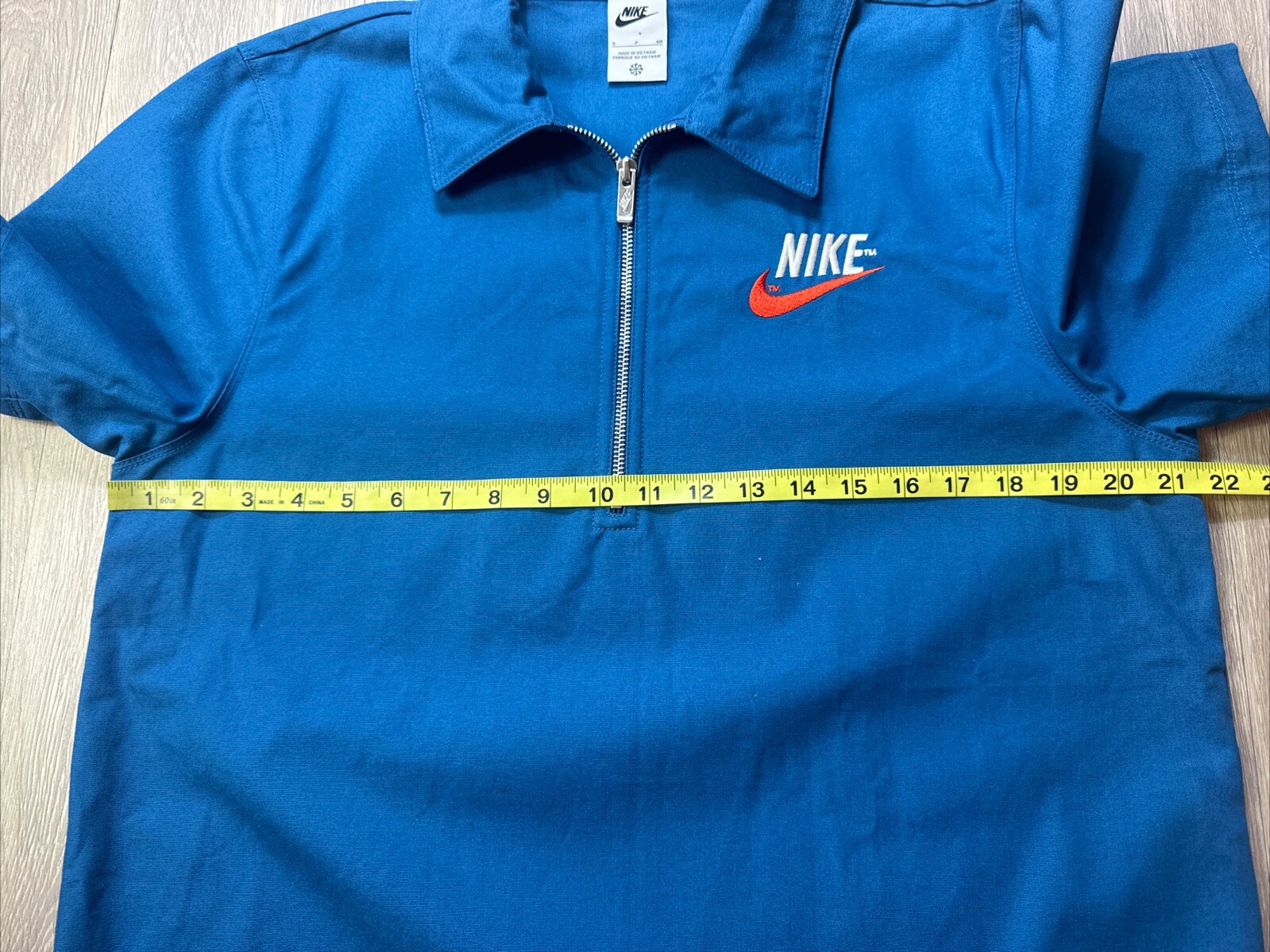 Nike Shirt Mens Small Blue Oversized Work Shirt Overshirt Canvas 1/4 Zip gallery