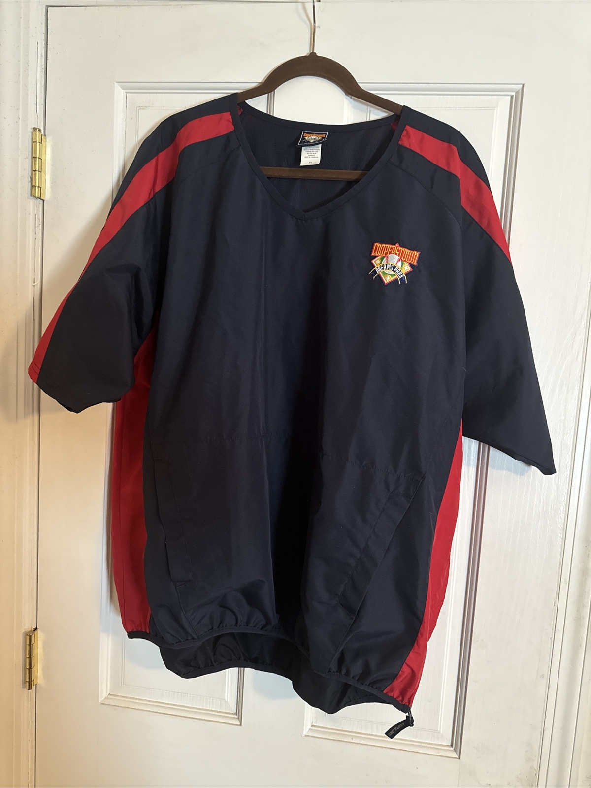 Cooperstown Dreams Park Authentic Mens Blue/Red Logo Nylon Zip Hem Shirt Sz XL gallery